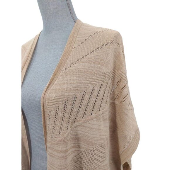 Chicos Ruana Wrap Womens S/M Tan Textured Striped Open Front New - Picture 6 of 9